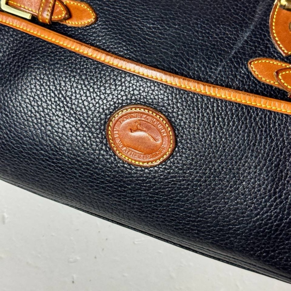Dooney & Bourke Black Pebbled Leather Double Handle Satchel Bag -VTG Made in USA - Picture 3 of 14